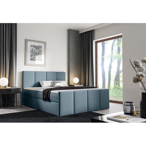 Bett mit Matratze und Lattenrost LOLA – 140x200, blau 2 + ER Topper