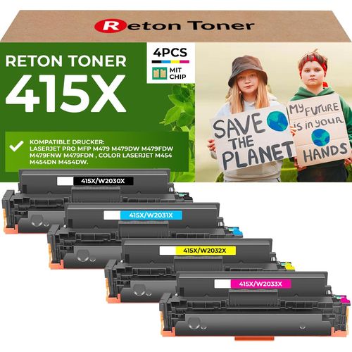 Recycelter HP 415X Toner MIT HP-CHIP wiederverwendet-Update Resistent| Multipack