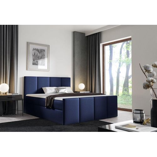 Bett mit Matratze und Lattenrost LOLA – 200x200, blau 4 + ER Topper