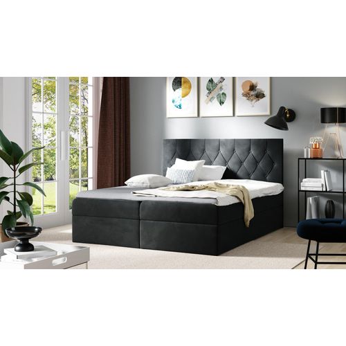 Bett Boxspring TIBOR – 160x200, schwarz + ER Topper