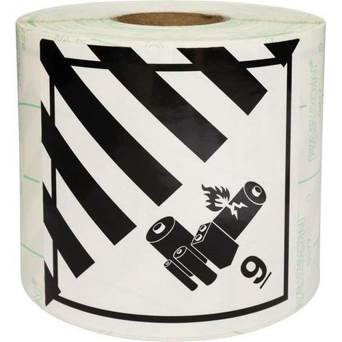Etiketten Maße 100x100mm PE-Folie Motiv Batterien Kl. 9A