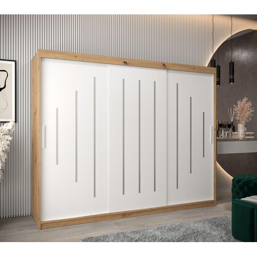 Kleiderschrank ESTER – Breite 250 cm, Eiche artisan / weiß