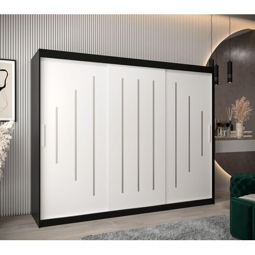 Kleiderschrank ESTER – Breite 250 cm, schwarz / weiß