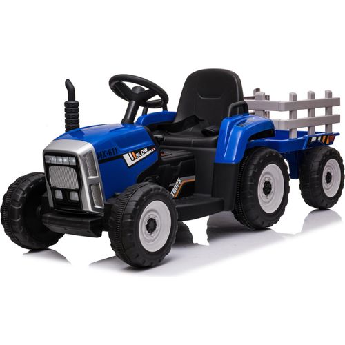 Kinder Elektroauto Traktor Anhänger Kinderauto Kinderfahrzeug Elektro 12V Usb Mp3 Blau