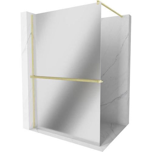 Mexen Kioto+ Duschwand mit Wandregal 100 x 200 cm, Spiegel, gebürstetes Gold - 800-100-121-55-50
