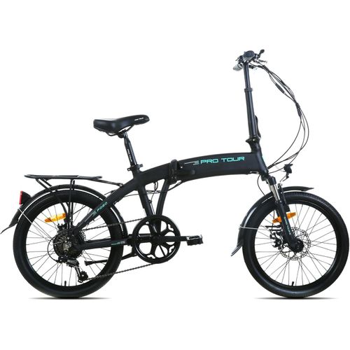 ZMH E-Bike Klappräder Schwarz 20 Zoll 7-Gang Shimano Alu-Rahmen leicht für Damen Herren