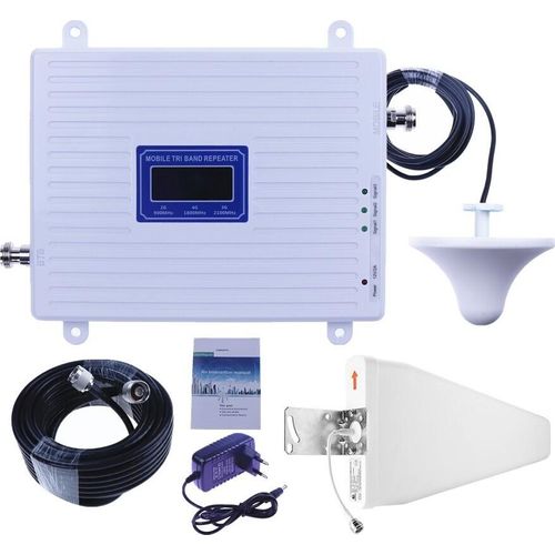 Tri Band Mobilfunksignalverstärker, 4G 3G 2G Booster, 900/1800/2100 MHz Mobilfunk Repeater für Heimbüros mit mehreren Mobilfunkanbietern