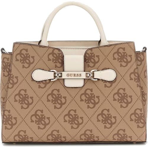 Beige Damenschultertasche mit Fächern und Kontrastdetails., Größe: UNI Farbe: Beige