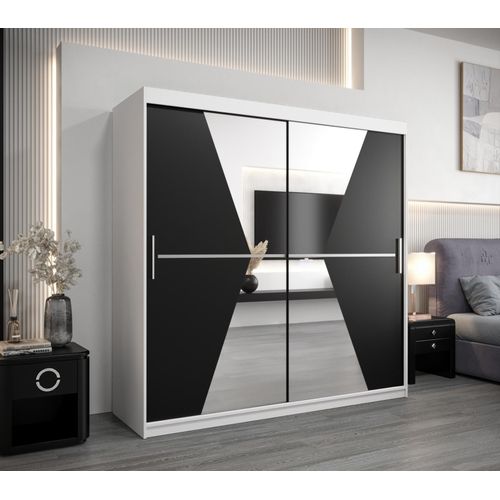 Kleiderschrank MILANA – Breite 200 cm, weiß / schwarz