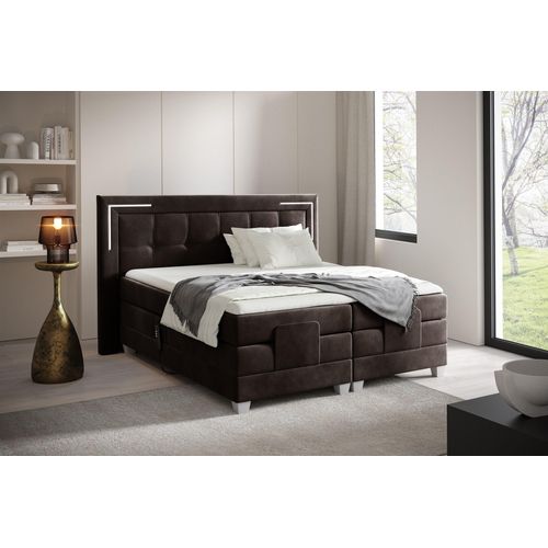 Boxspringbett Elektrisch Bett DORES 160x200cm in Stoff Fresh Dunkelbraun
