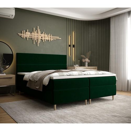 Boxspringbett ANGELES COMFORT – 140x200, Dunkelgrün