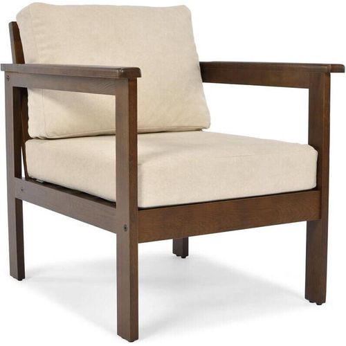 beige Gartensessel auf Holzgestell