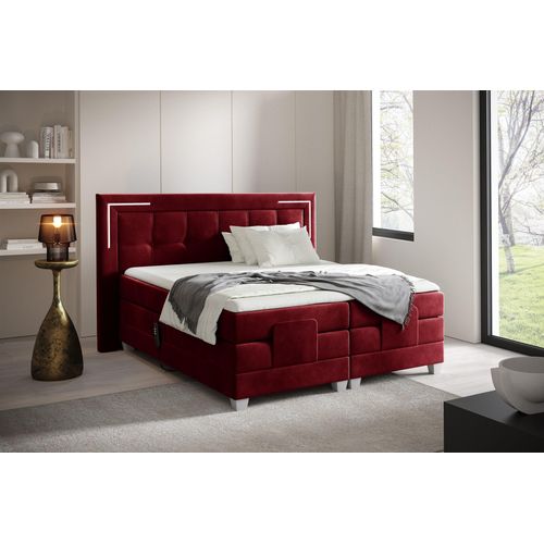 Boxspringbett Elektrisch Bett DORES 140x200cm in Stoff Fresh Rot