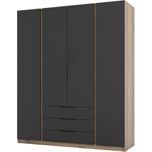 Kleiderschrank KAJA 1 200 cm 4F3S EV/BL mit vier Türen und drei Schubladen Eiche Evoke / Schwarz