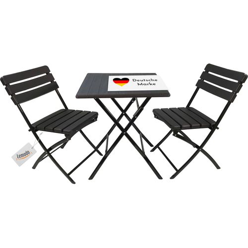 Balkonmöbel Set 3teilig, klappbar, 2x Balkonstühle + 1x Balkontisch, Holzoptik