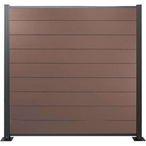 WPC Zaun Komplettset Norderney braun inkl. Start-/Abschlussprofil anthrazit (ohne Pfosten)