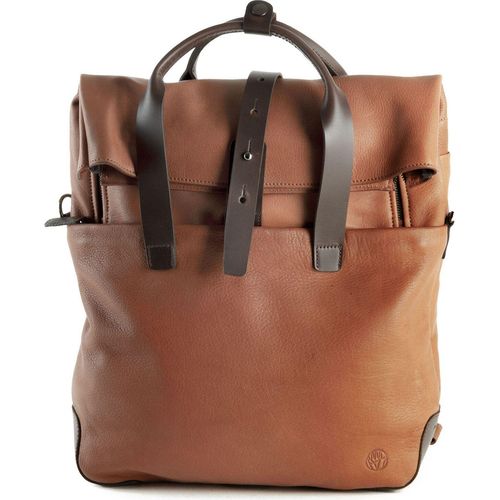 HAROLD'S Leder Schultertasche Laptoptasche mit Laptopfach Mount Backpack / Messengerbag Cognac braun