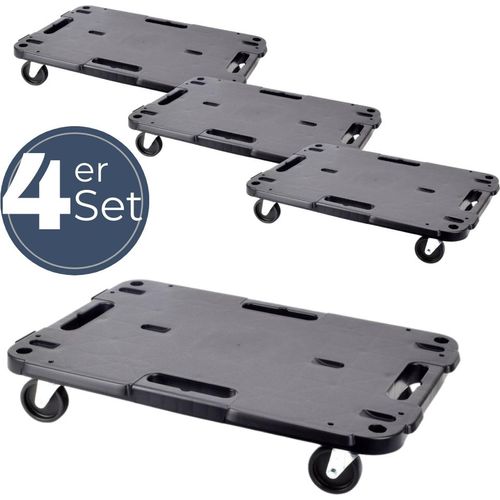 4x Transportroller Rollbrett Transportrollen Rollbrett Werkstatt Pflanzen Rollbretter Transport Möbelrollen flach Pflanzenroller eckig Transporthilfe mit Rollen 57