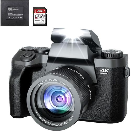 Digitalkamera 4K, 64MP Fotokamera mit 3.0
