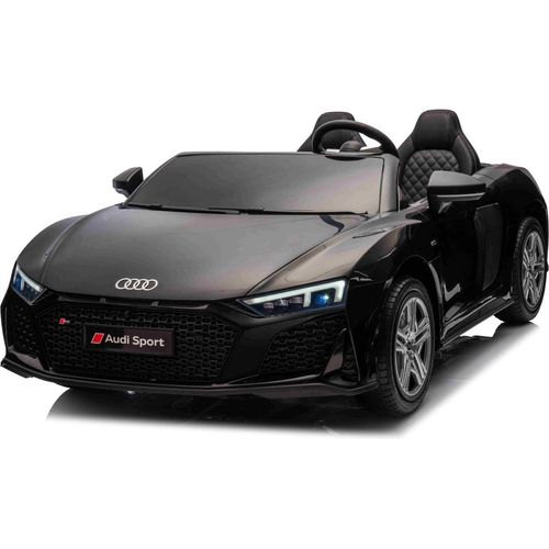 Elektrisches Kinderauto Audi R8 SPYDER Zweisitzer 24V, schwarz, MP3-Player mit USB/AUX und Bluetooth, Batterie 24V/14Ah, 2 x 200W Motoren, EVA-Räder mit Hinterradfederung, verstellbare Ledersitze, Fernbedienung, lizenziert
