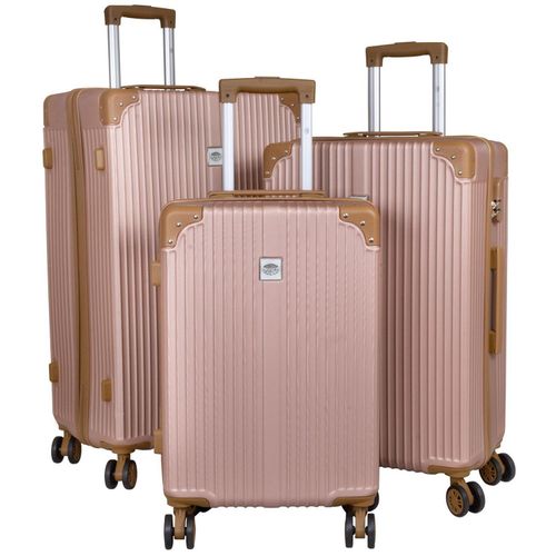 ABS Hartschalen Koffer Set M,L,XL Gepäck Trolley aufrecht rollbar Bardabos Rosegold