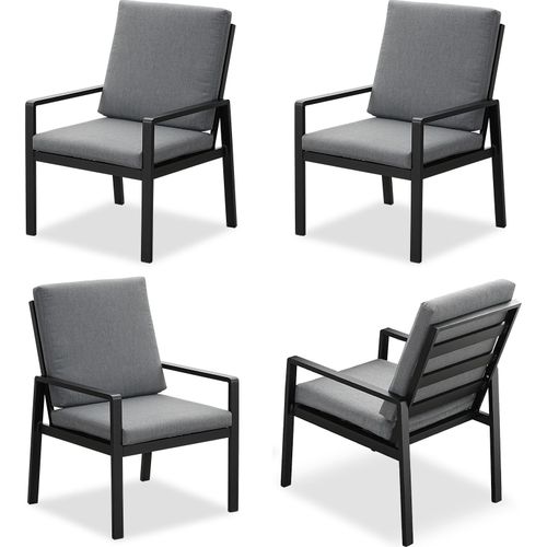 MeXo 4er set Stühle, Gartenmöbel-Sets Frei Kombination, Outdoor Indoor, Balkon/Garten/Terrasse/Esszimmer/Arbeitszimmer(Sitzgruppe, Aluminiumrahmen)