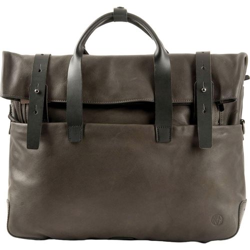 HAROLD'S Leder Schultertasche Laptoptasche mit Laptopfach Mount Businessbag Taupe dunkelbraun