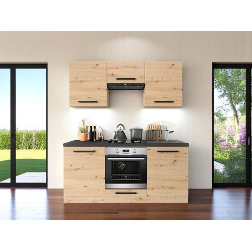 Küchenzeile 180 cm Küchenblock Einbauküche ohne E-Geräten, Langen K23-M180 Artisan Eiche