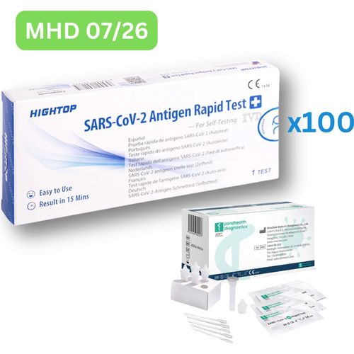 Hightop Covid Antigen Schnell-Selbsttest (Laientest) 100 Stück MHD 07/26 | ID: 2099 | GRATIS parahealth Tests (5 Stück, MHD 12/25)