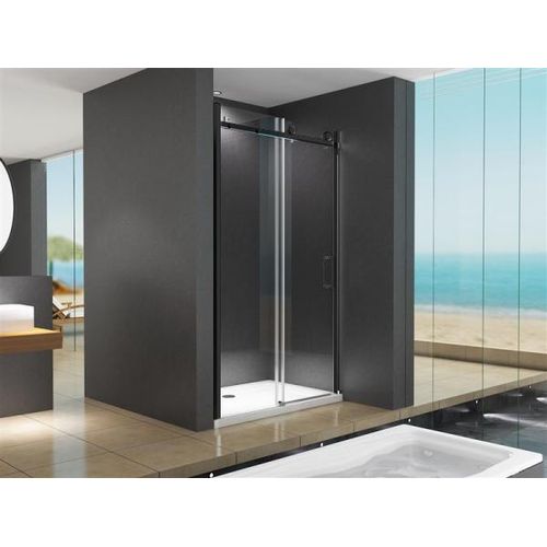 BuyLando Viktoria 105x195 cm Nischendusche mit Schiebetür - Schwarz Beschläge