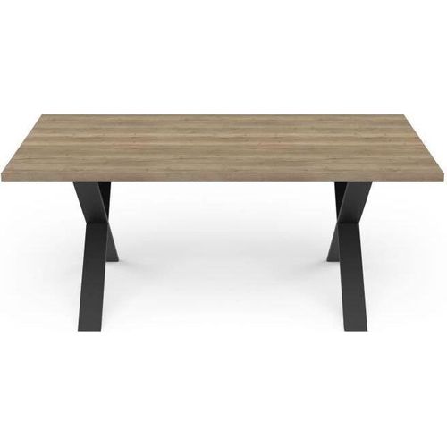 Tisch - STOUT - Rechteckig - Halifax-Melamindekor - Mattschwarzes X-förmiges Bein - 6 Plätze - 180 x 90 cm - DEMEYERE