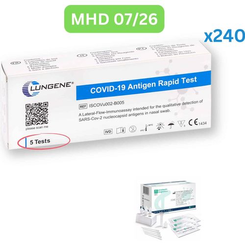 Clungene Covid-19 Antigen Schnell-Selbsttest (Laientest) 1200 Stück MHD 07/26| 240x 5er Pack | ID: 2099 | GRATIS parahealth Tests (5 Stück, MHD 12/25)