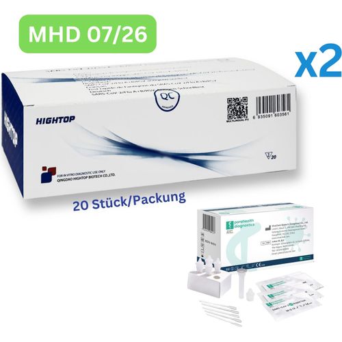 HighTop RSV & Influenza A/B + Kombi-Schnelltest 4in1 | Laien-Selbsttest 40 Stück MHD 07/26 | 2 x 20er Pack | ID: 2099 | GRATIS parahealth Tests (5 Stück, MHD 12/25)