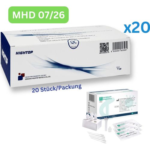 HighTop RSV & Influenza A/B + Kombi-Schnelltest 4in1 | Laien-Selbsttest 400 Stück MHD 07/26 | 20 x 20er Pack | ID: 2099 | GRATIS parahealth Tests (5 Stück, MHD 12/25)