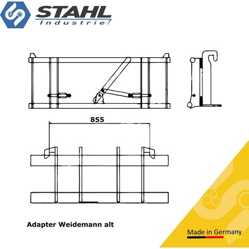 Adapter für Weidemann Hoflader auf Anbaugeräte mit Euroaufnahme |Radlader auf Euroaufnahme, Euroadapter, Schnellwechsler Weidemann alt