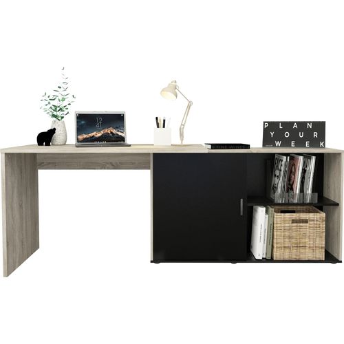 Schreibtisch ></noscript>VALLEY< in Eiche Nachbildung-schwarz Perl - 118x75x124,5cm (BxHxT)