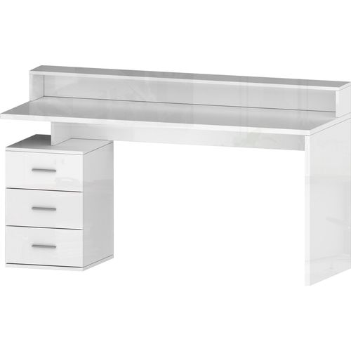 Schreibtisch ></noscript>Novara< in Weiß Hochglanz - 160x90x60cm (BxHxT)