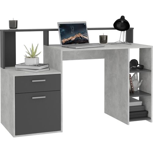 Schreibtisch ></noscript>BOLTON< in Beton LA - Anthrazit - 138,5x91,6x53,5cm (BxHxT)
