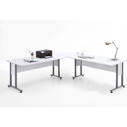Schreibtisch ></noscript>CALVIA 105< in Brillantweiß - 240x75x240cm (BxHxT)