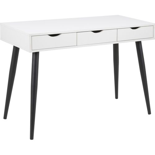 Schreibtisch ></noscript>Neptun< in weiss, matt schwarz, MDF, Stahl - 110x77,1x50cm (BxHxT)