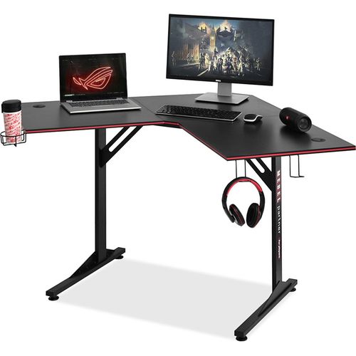 Eck-Gamingtisch HARO – schwarz / schwarzes Carbon