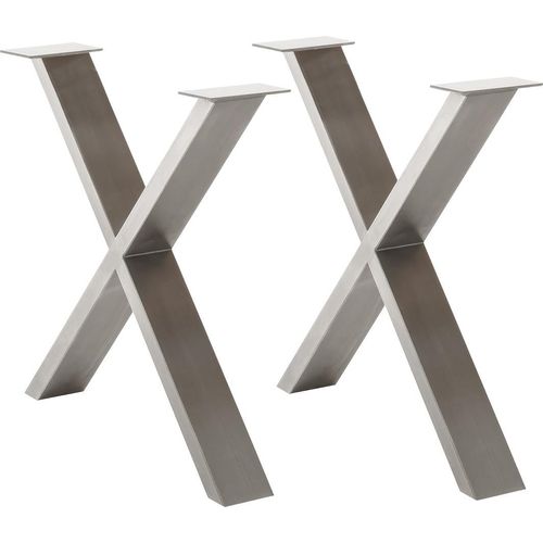 Tischgestell >BROOKLYN< (2er Set) X-Form in Edelstahl silber - 78x68x15 (BxHxT)
