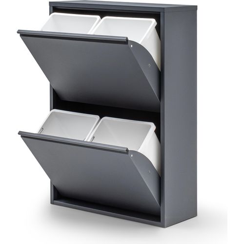 Mülltrennsystem 4 Fach Mülleimer Küche aus Metall Fleckenfest Wandmontage Abfalleimer Küchenmülleimer mit Herausnehmbarer Inneneimer Recycling