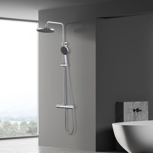 Thermostat Duschsystem HOMELIVE Brausestangenset Edelstahl Duschset Regendusche Chrom Komplettdusche Regendusche Verstellbar Handbrause