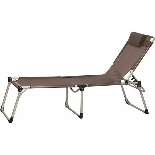 Gartenliege ></noscript>SOLE< in silber, Ranotex®-Gewebe taupe - 214x45x69,5cm (BxHxT)