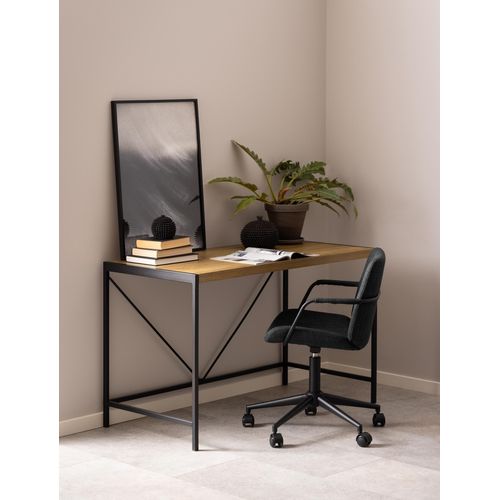 Schreibtisch ></noscript>Bahamas< in Eiche Nachbildung, MDF, Gestell schwarz - 120x75x60cm (BxHxT)