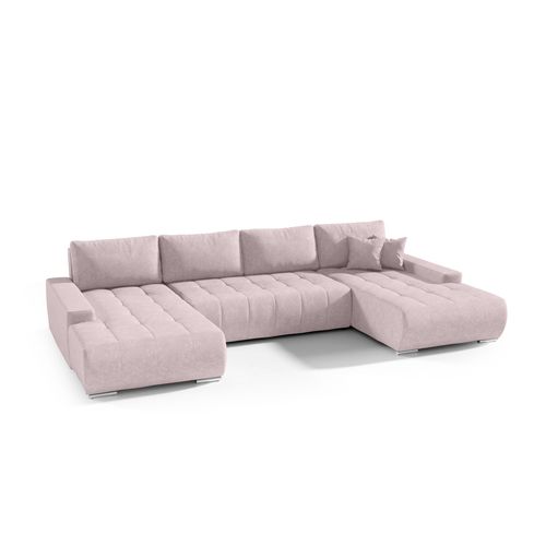 Wohnlandschaft Sofa mit Schlaffunktion VOGAR Stoff Aston Blush