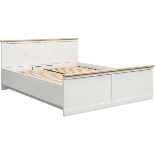 Frija Bett 180x200 mit Gasdruckfeder Lattenrost und Bettkasten in Weiß Andersen-Kiefer