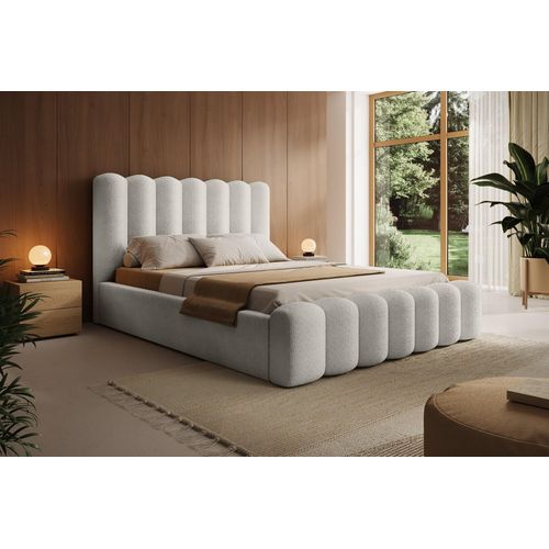 Polsterbett Bett MACON 140x200cm Komplettset in Stoff Ascot Beige / Speed