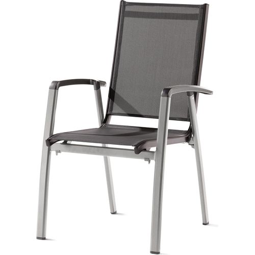 Stapelstuhl >Salerno< in Grau, Kunstfasergewebe - 68x98x59cm (BxHxT)